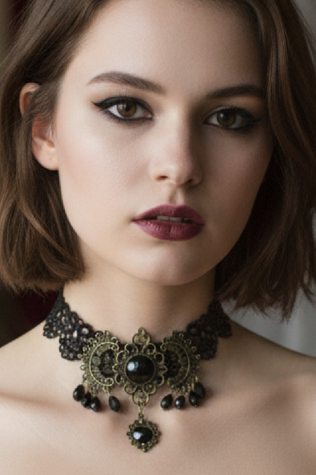 Zet Style Arcana Koleksiyonu “Arcana Noctis – Gecenin Sırları” Siyah Dantel Choker Gotik Kolye