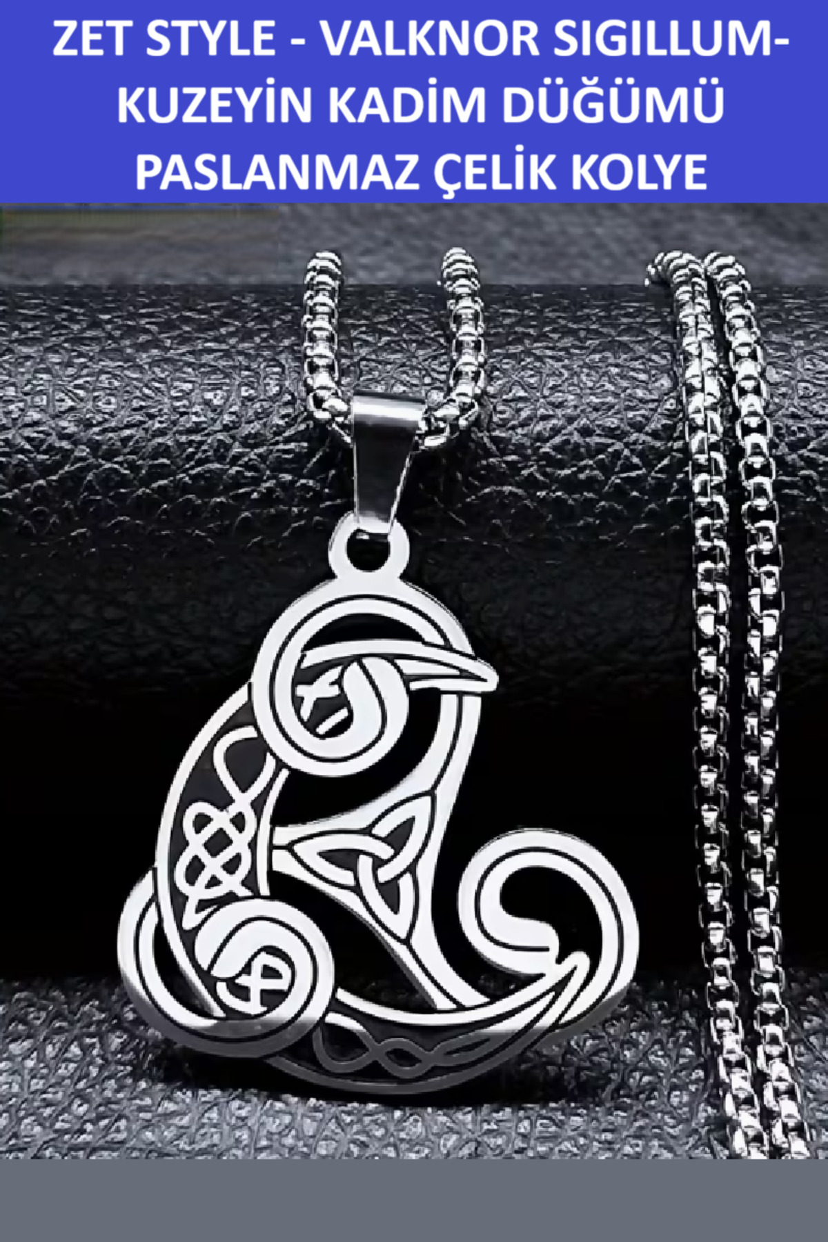 Zet Style –"Valknor Sigillum" Kuzeyin Kadim Düğümü - Trinity Celtic Knot Erkek Paslanmaz Çelik Kolye