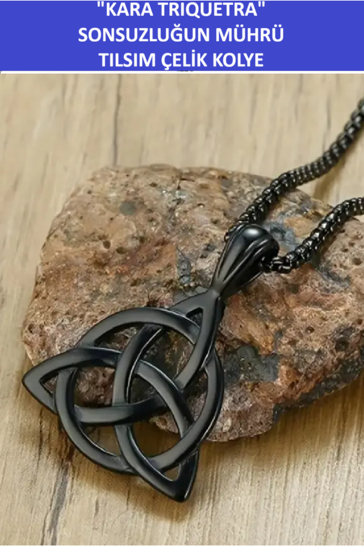 Zet Style “Kara Triquetra: Sonsuzluğun Mührü” Mistik Erkek Çelik Kolye-Takı-Muhteşem bir hediye. - Görsel 6