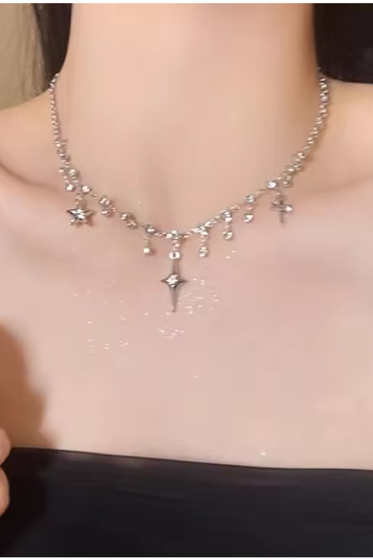 Zet Style “Noctis Starfall – Gecenin Düşen Yıldızı” – Zarif Punk Gotik Stil Zirkon Kolye - Görsel 3