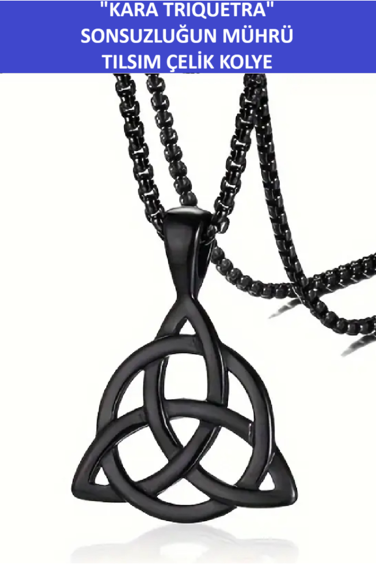 Zet Style “Kara Triquetra: Sonsuzluğun Mührü” Mistik Erkek Çelik Kolye-Takı-Muhteşem bir hediye. - Görsel 4