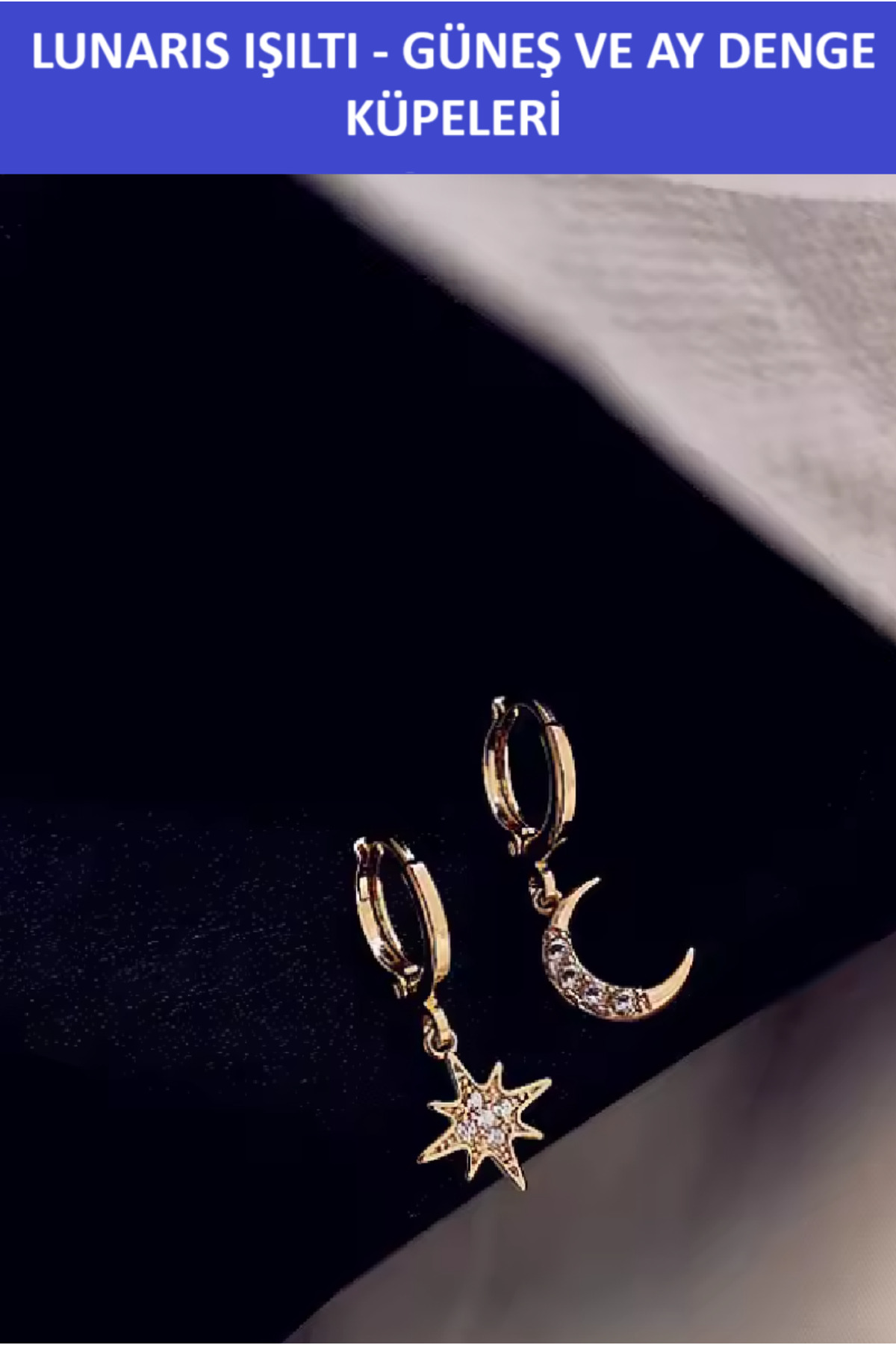 Zet Style – “Lunaris Işıltı” – Güneş & Ay Denge Küpeleri - Görsel 5