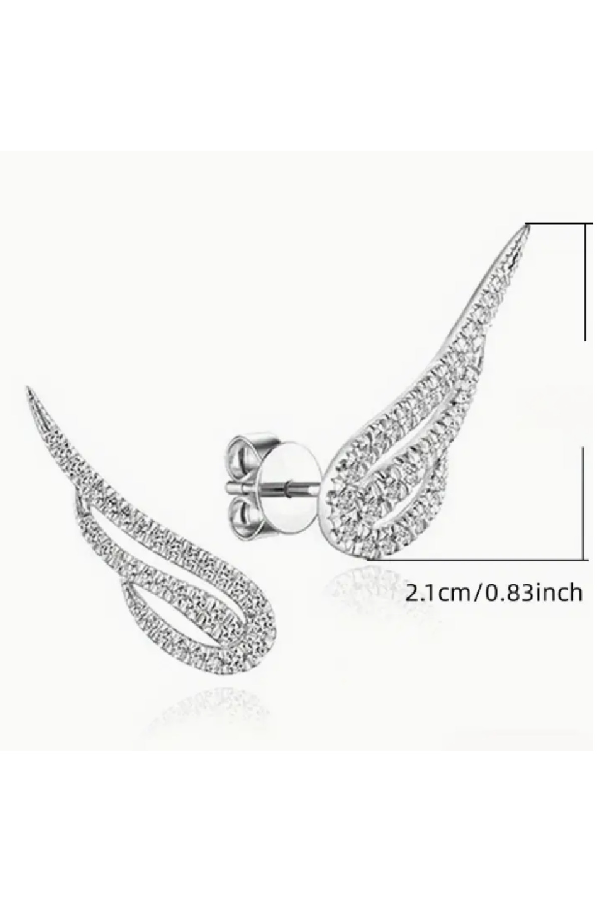 Zet Style Benzersiz Kanat Tasarımlı Küpe-Kübik Zirkon, Partiler İçin Mükemmel,Trendy,İlginç Küpeler - Görsel 3
