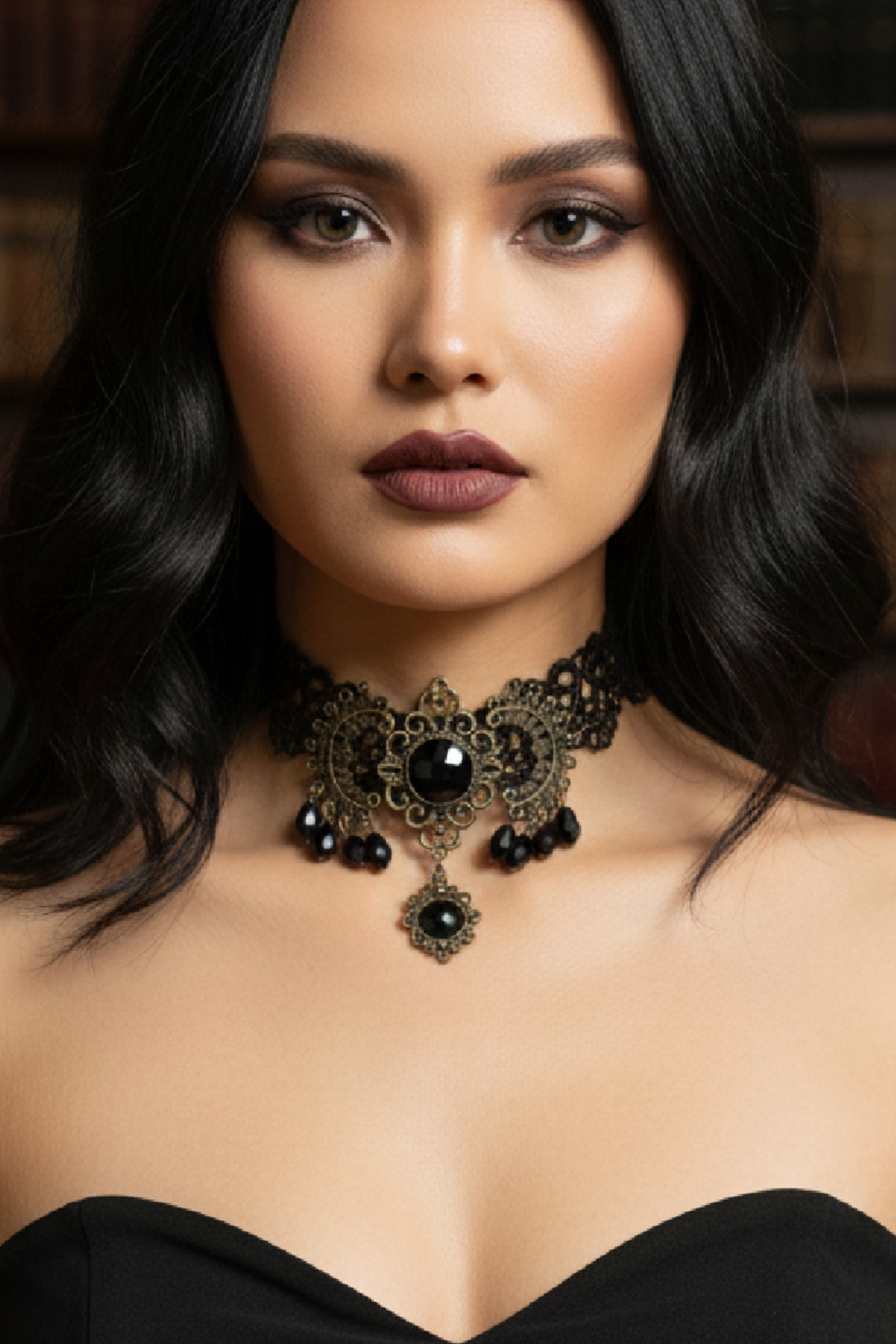 Zet Style Arcana Koleksiyonu “Arcana Noctis – Gecenin Sırları” Siyah Dantel Choker Gotik Kolye - Görsel 3