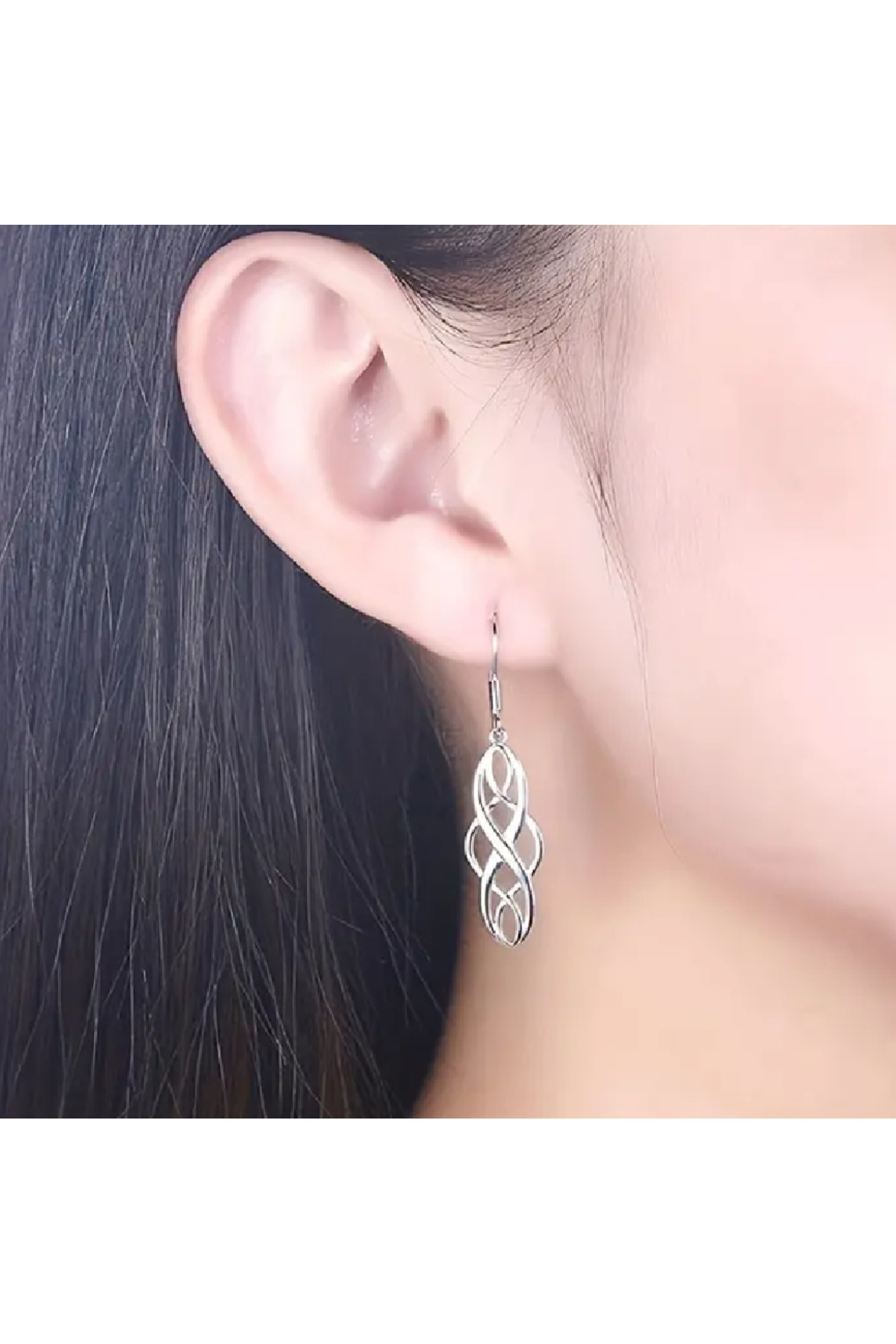 Zet Style Hollow Celtic Knot Tasarımı Asma Küpe Zarif Kelt Düğümü Küpe - Görsel 2