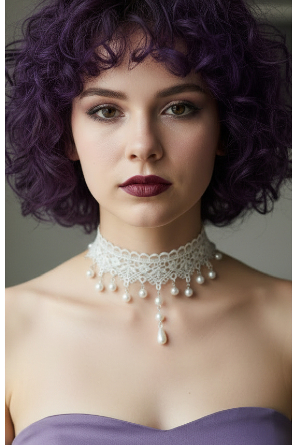 Zet Style Nocturne Koleksiyonu “Nocturne Velaria – Gecenin Örtüsü” Dantel Choker Gotik Kolye - Görsel 3